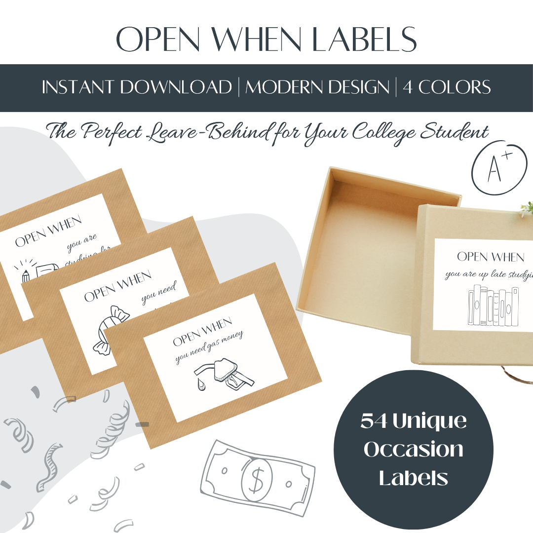 54 Open When Labels - Modern Design