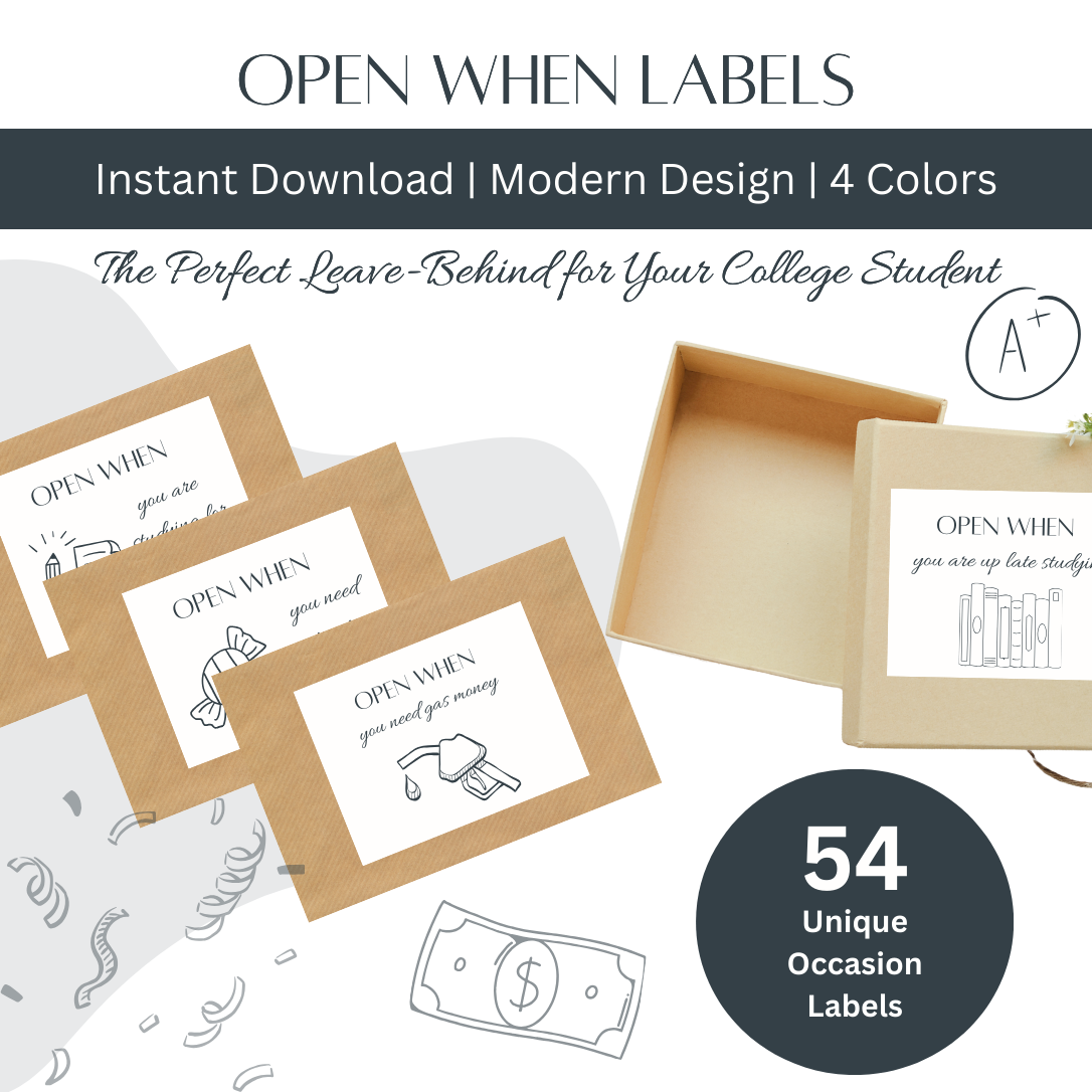 54 Open When Labels - Modern Design