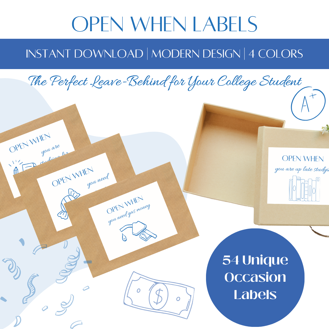 54 Open When Labels - Modern Design