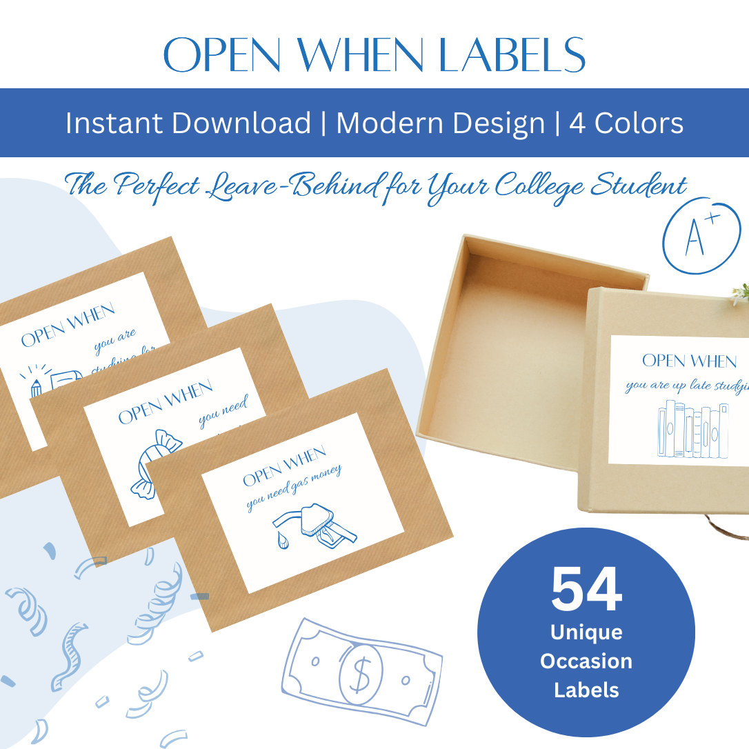 54 Open When Labels - Modern Design