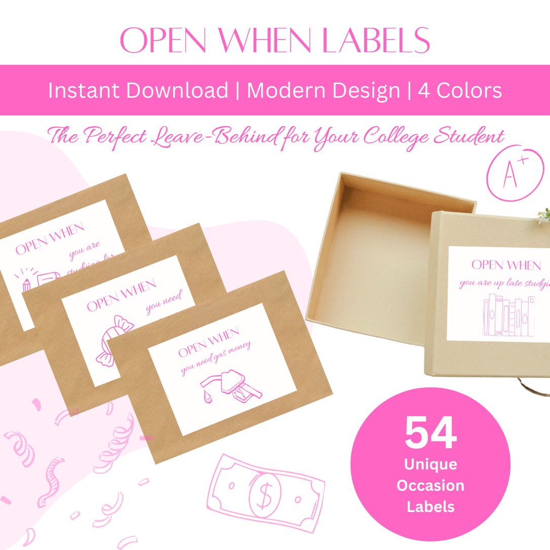 54 Open When Labels - Modern Design