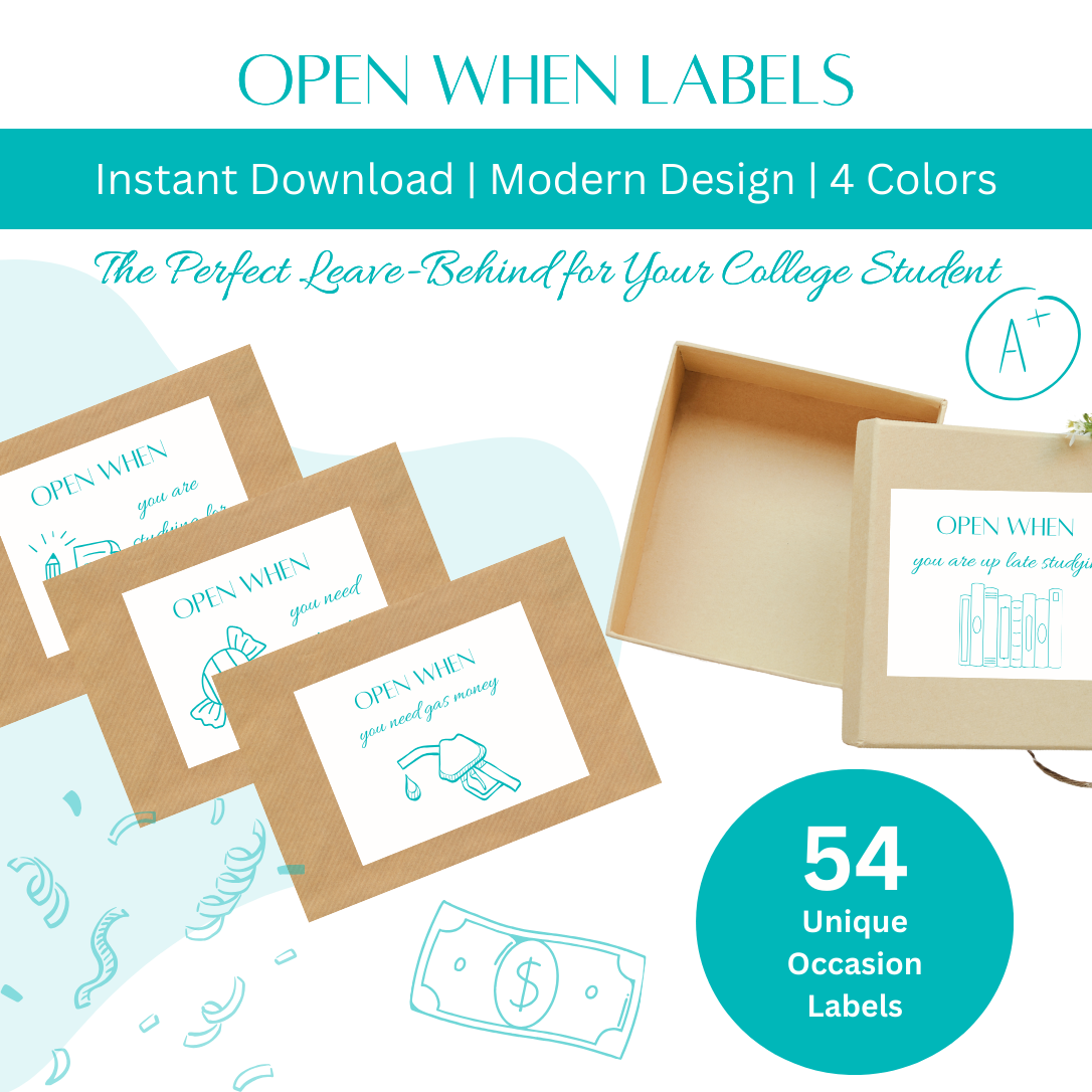 54 Open When Labels - Modern Design