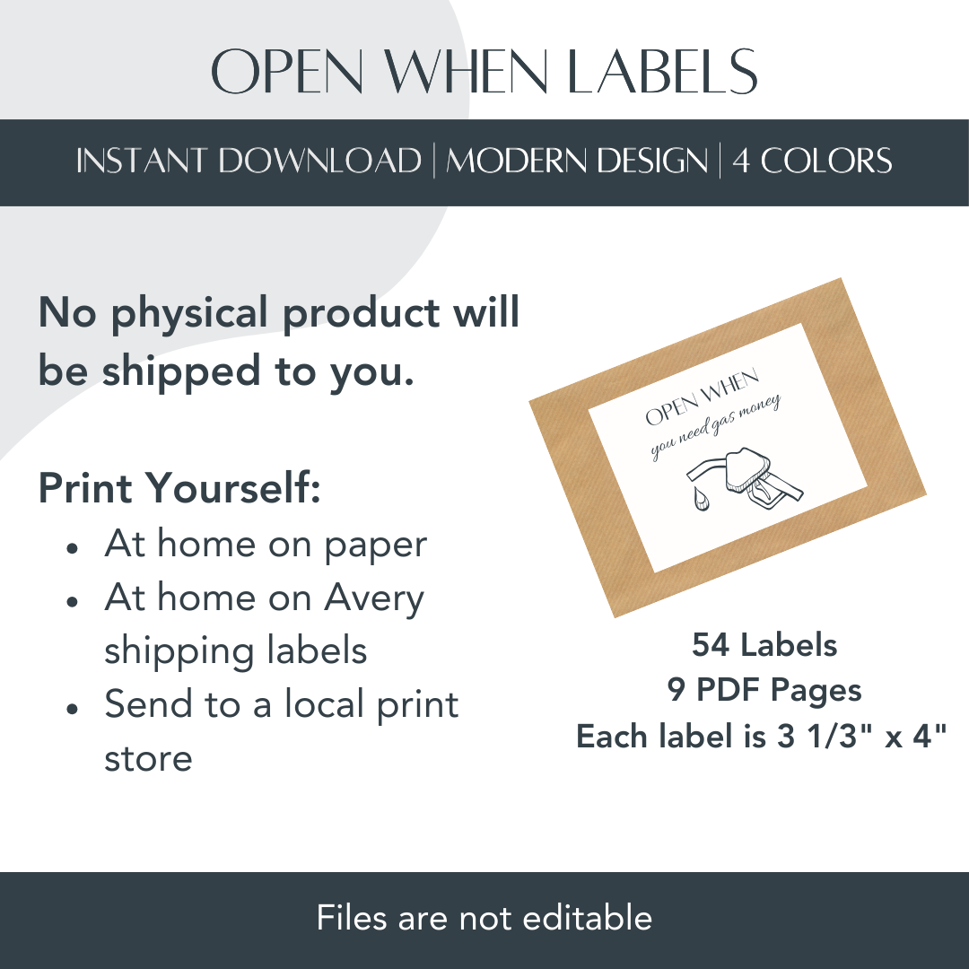 54 Open When Labels - Modern Design