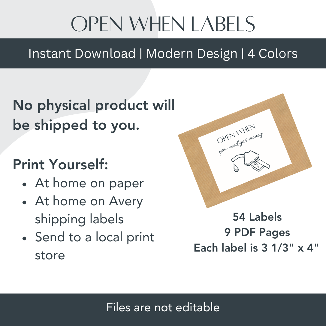 54 Open When Labels - Modern Design