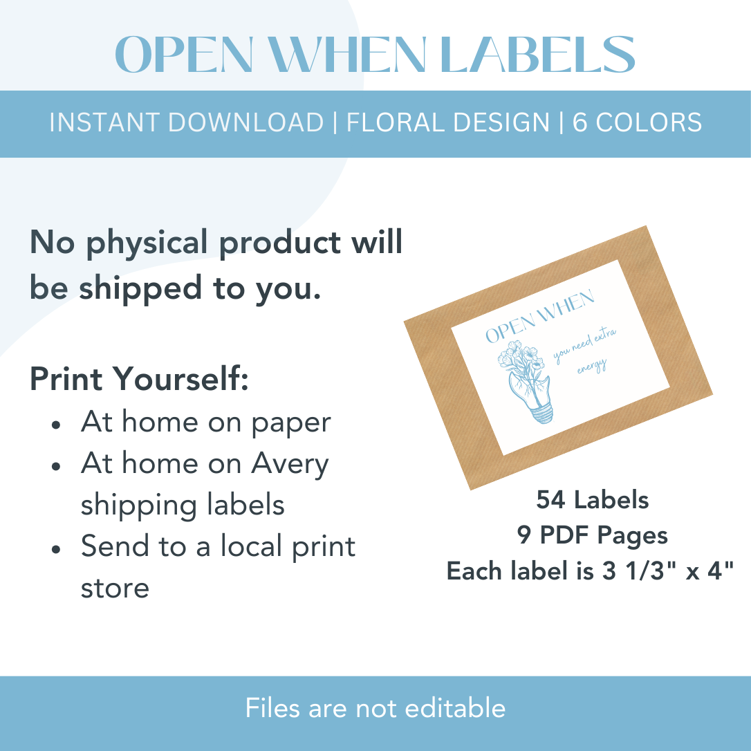 54 Open When Labels - Floral Design