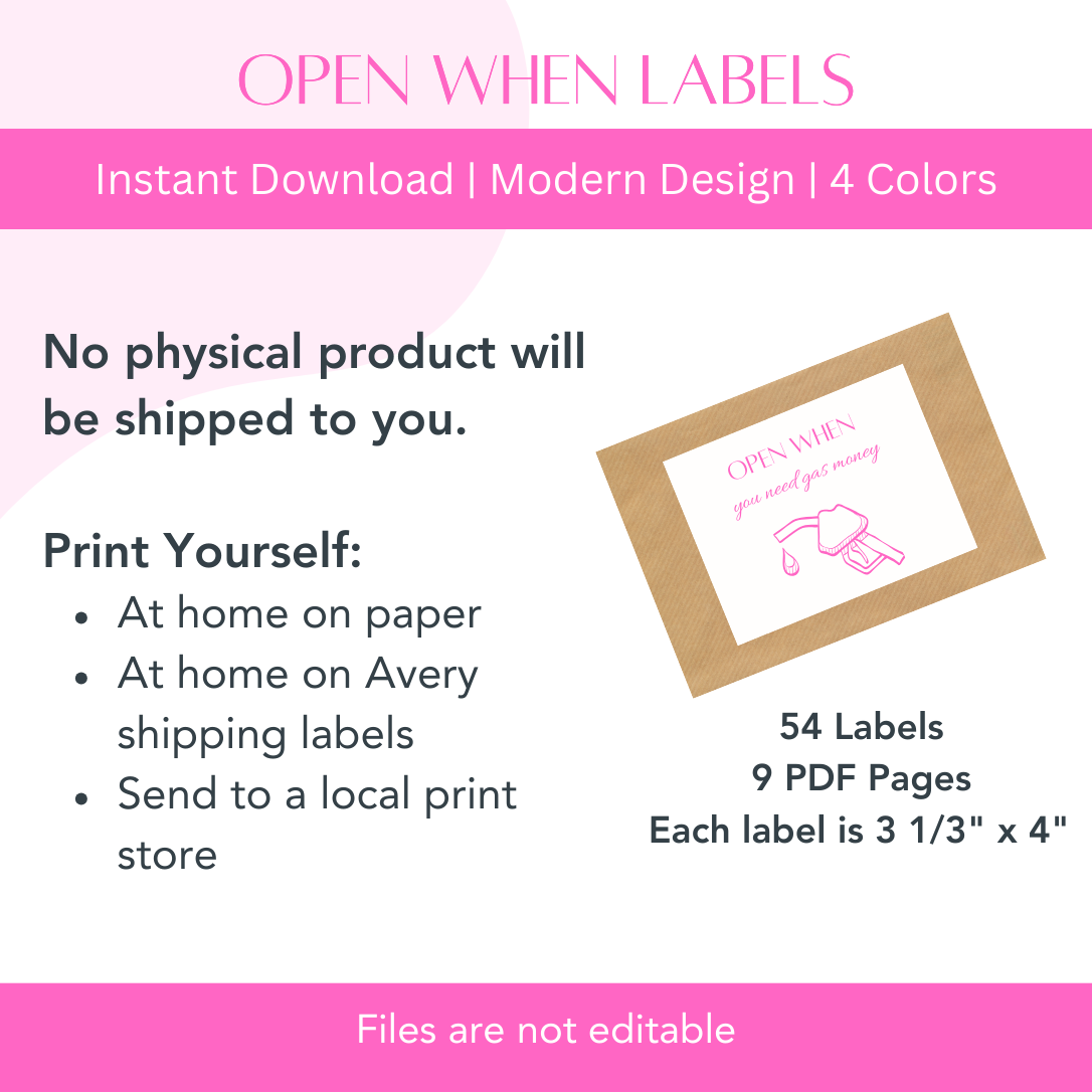 54 Open When Labels - Modern Design