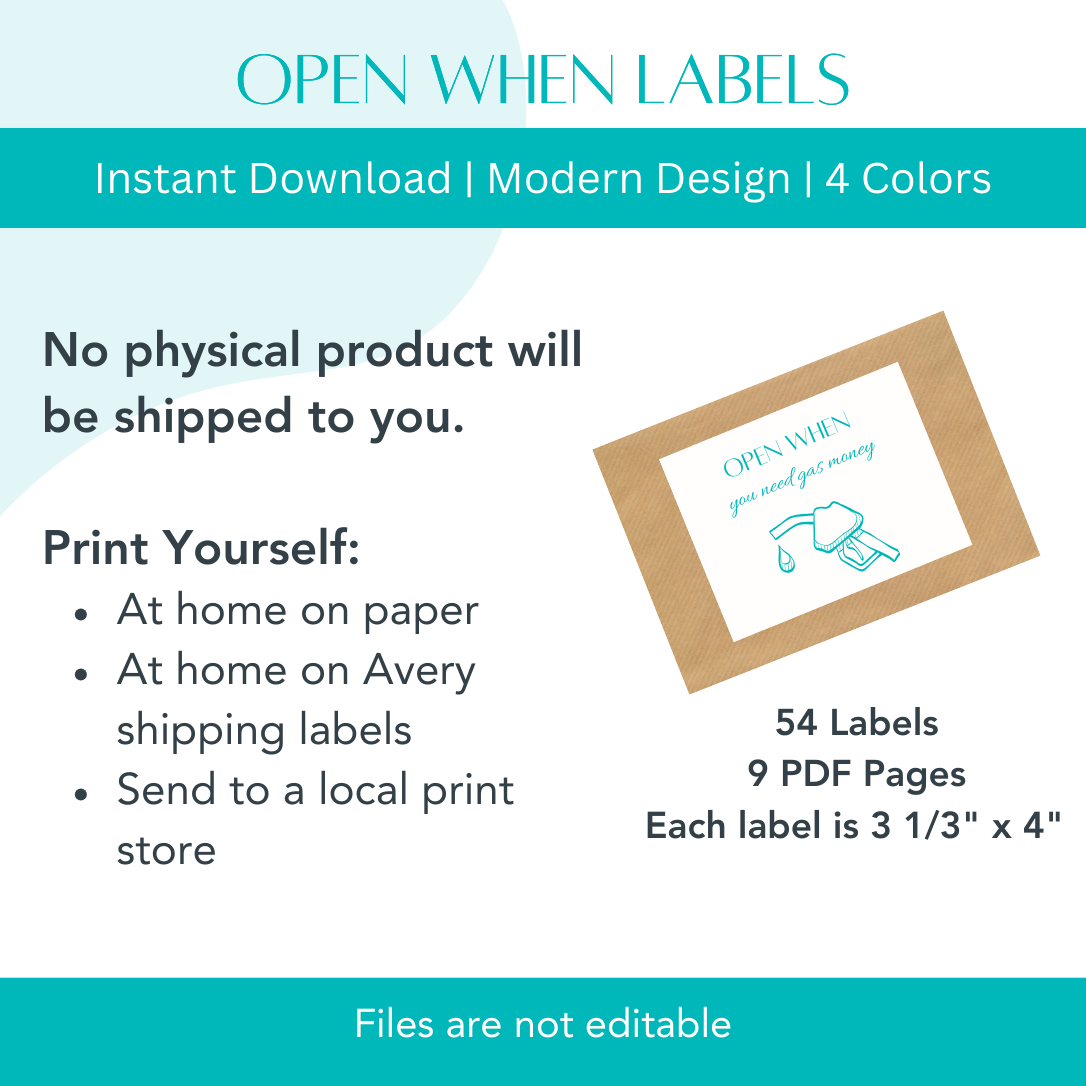 54 Open When Labels - Modern Design
