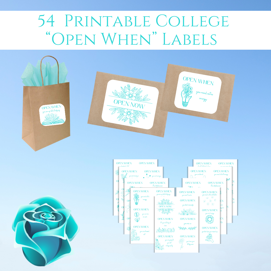 54 Open When Labels - Floral Design