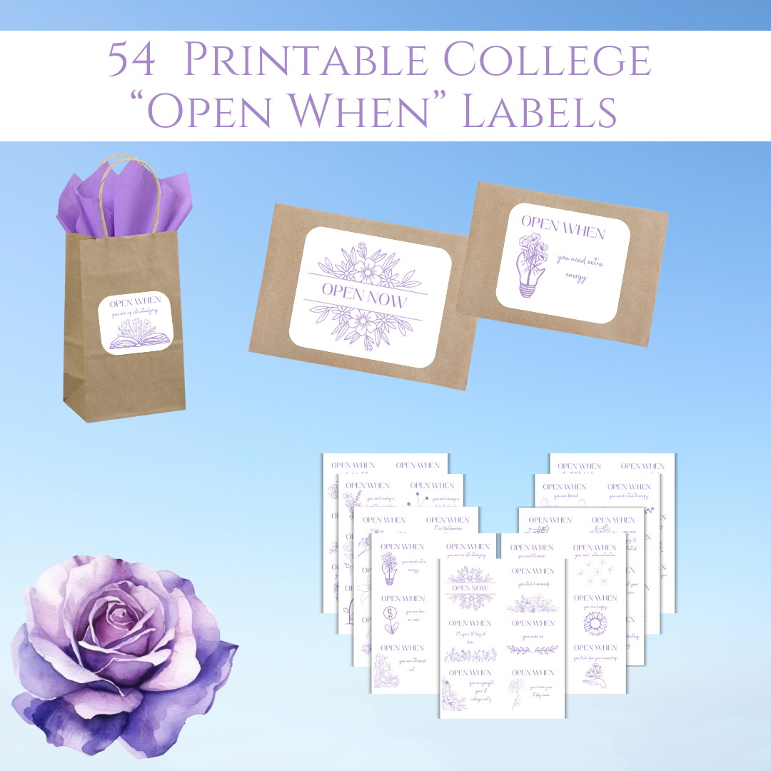 54 Open When Labels - Floral Design