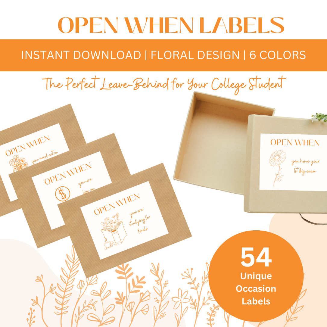 54 Open When Labels - Floral Design