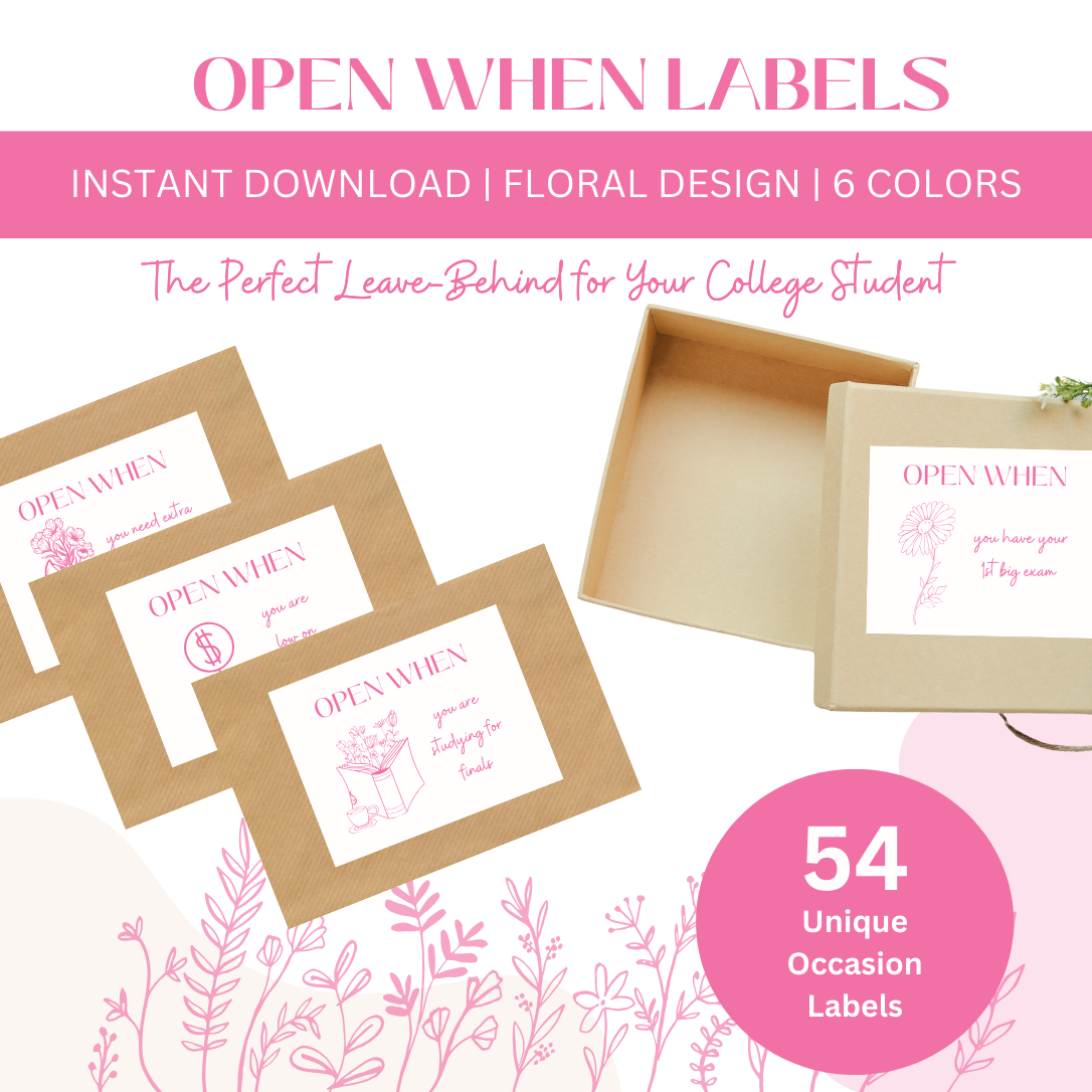 54 Open When Labels - Floral Design