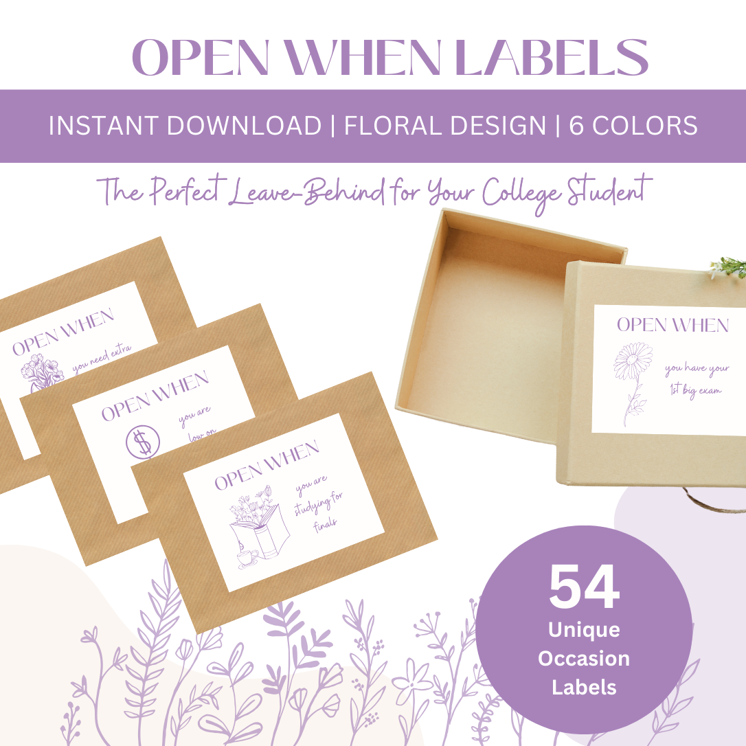 54 Open When Labels - Floral Design