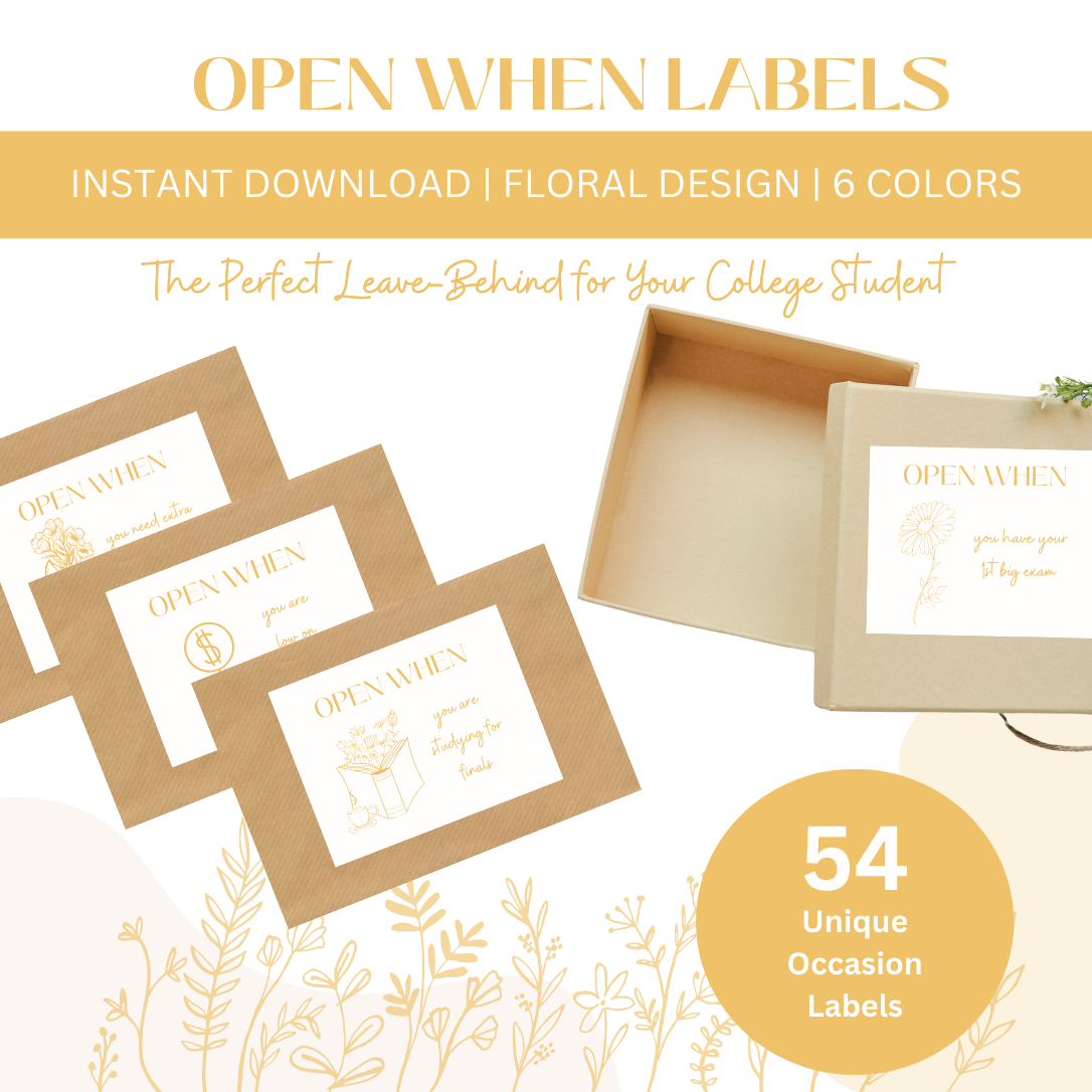 54 Open When Labels - Floral Design