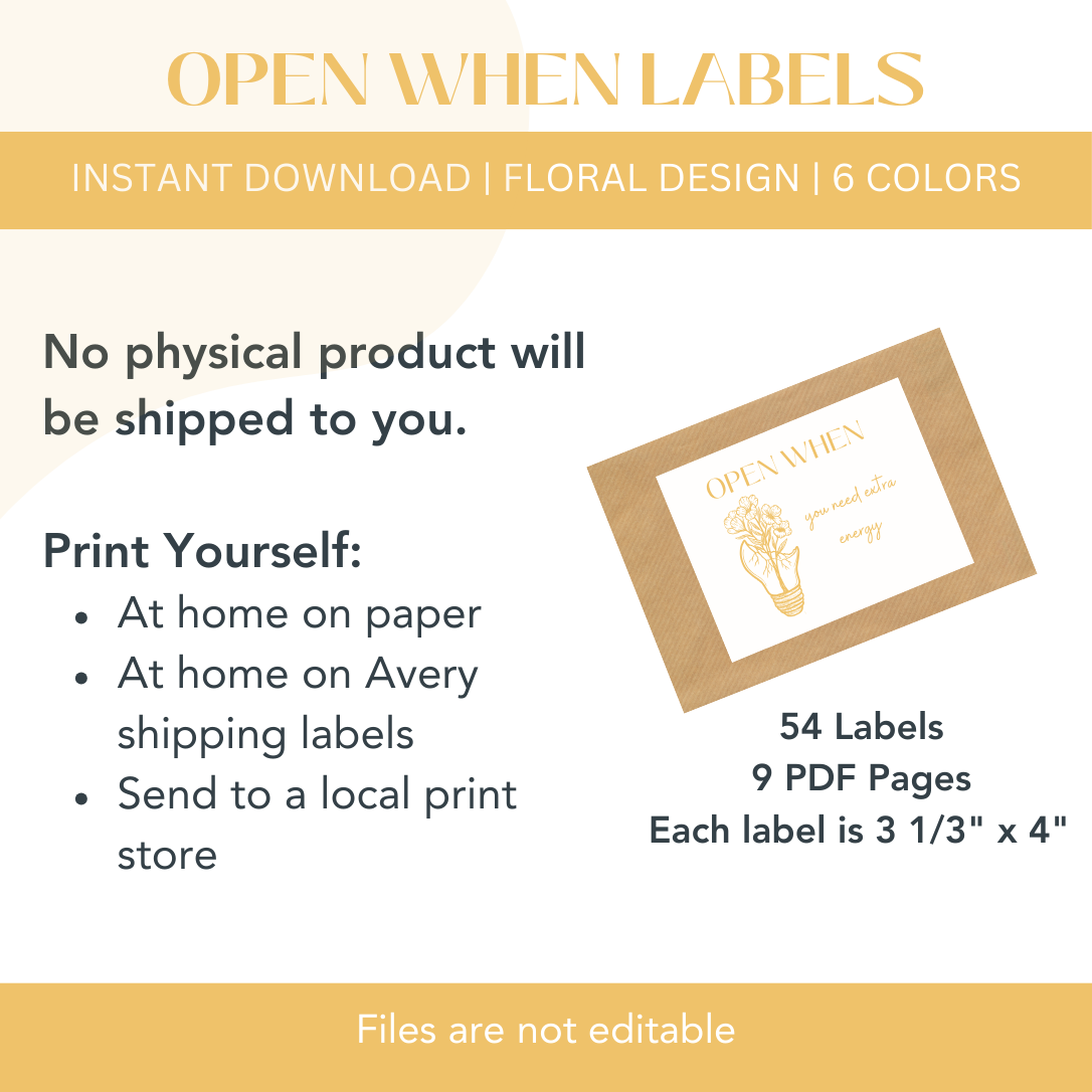 54 Open When Labels - Floral Design