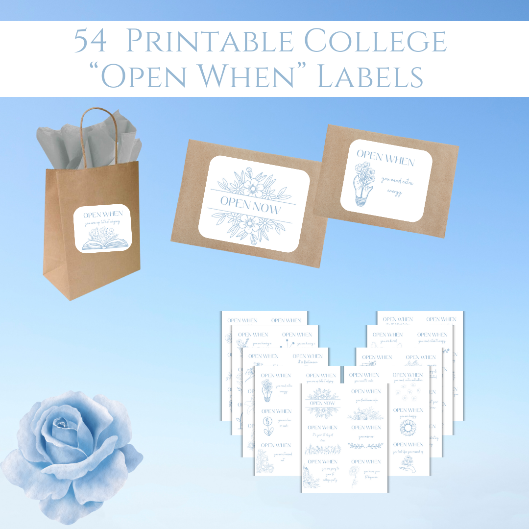 54 Open When Labels - Floral Design