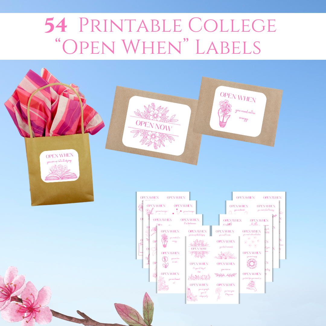 54 Open When Labels - Floral Design