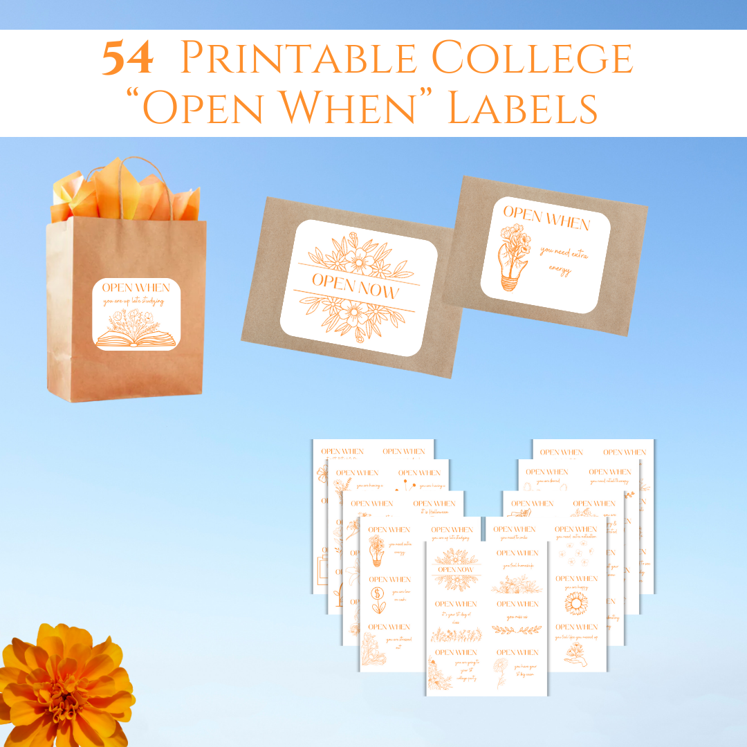 54 Open When Labels - Floral Design