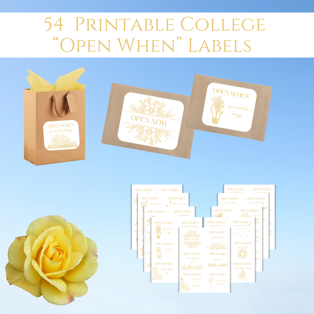 54 Open When Labels - Floral Design